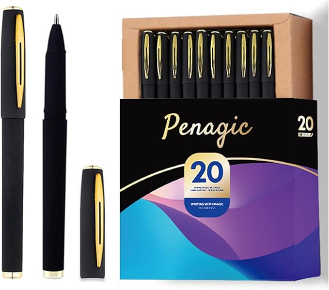 Pens, P-223A, Gel Pens Fine Point [0.7 mm] Black Ink, Roller Ballpoint Pens Matt Design, Stationery Pens for School Office Supplies