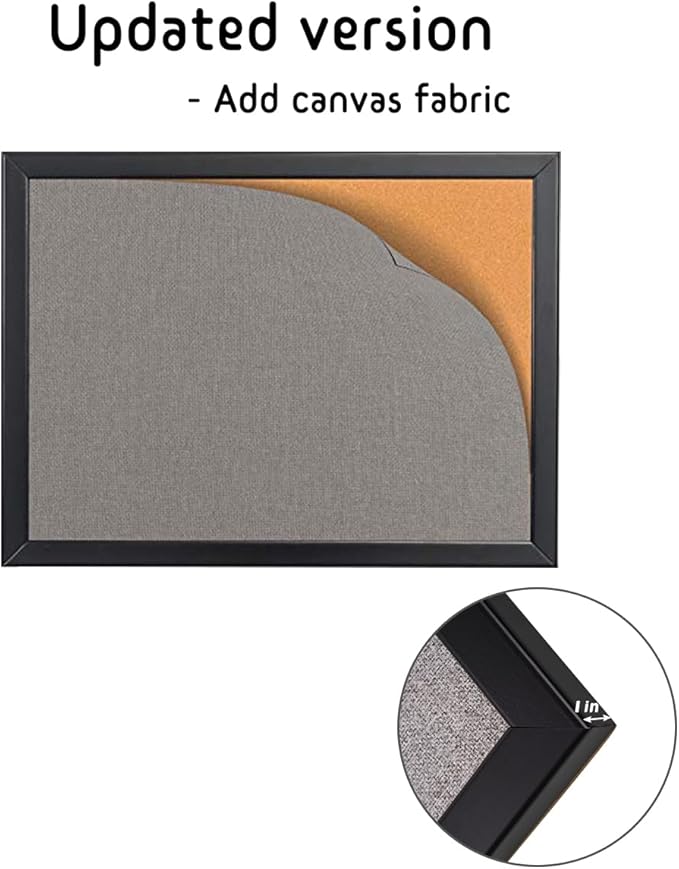Gideal Cork Board Bulletin Board, 24 x 36 Inch Cork Boards for Walls, Large Cork Board for Office, School & Home with Imported Solid Wood Frame and Grey Canvas, Wall Mounted Notice Boards, 2 Pack