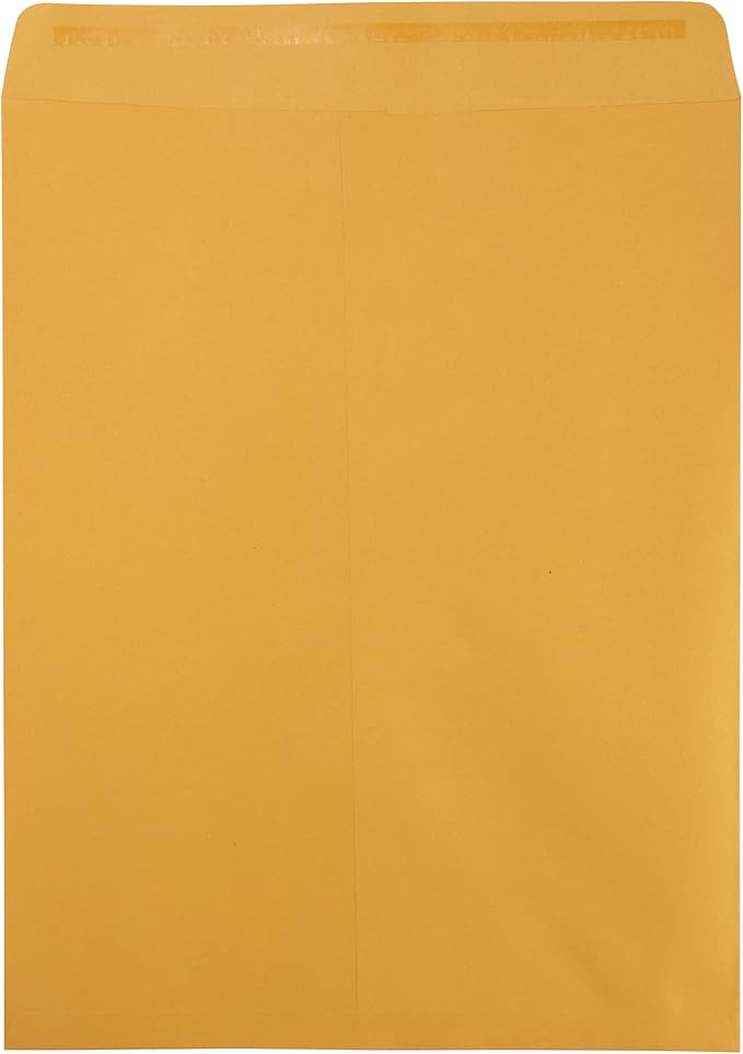 JAM PAPER 12 x 15 1/2 Open End Catalog Envelopes with Peel and Seal Closure - Brown Kraft - Bulk 500/Box