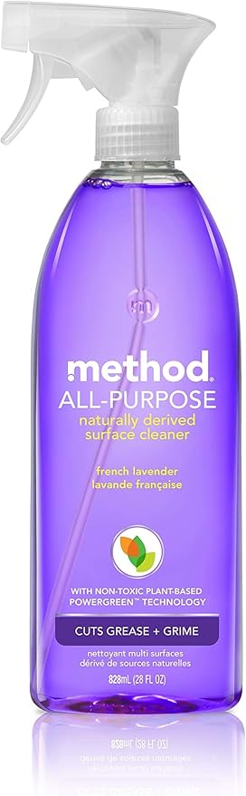 Method All-Purpose Cleaner Spray, French Lavender, Plant-Based and Biodegradable Formula Perfect for Most Counters, Tiles and More, 28 Fl Oz, (Pack of 8)