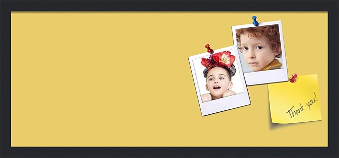 PinPix 28x12 Inch Cork Bulletin Board. This Decorative Framed Pin Board Comes with Honey Pastel Design and a Satin Black Frame. Ideal for Home Office Decor or Message Board (PinPix-1810)
