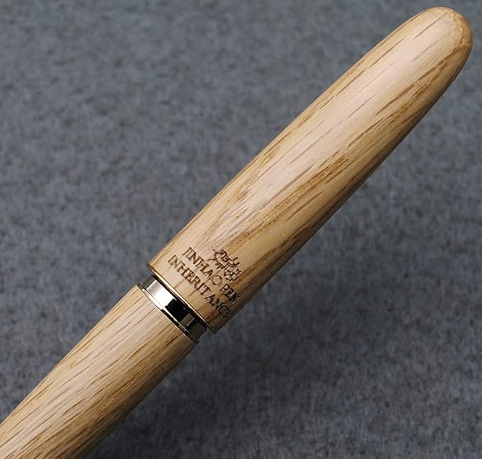 JINHAO 9036 Natural Wood Fountain Pen Handmade Ink Pen (Fine Nib 0.5mm, Oak Wood)