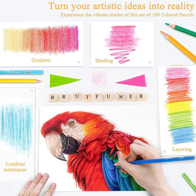 LBW Colored Pencils Oil Pencils Soft Core Color Pencil Set Ideal for Adult Coloring Books Kids Artists Beginners (180)
