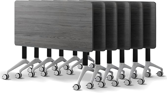 Conference Room Table with Flip-Top Design for Dynamic Meetings, Business Table Computer Desk with Heavy-Duty Frame,Foldable Seminar Meeting Tables for Home Office (6, B, 55.1IN)
