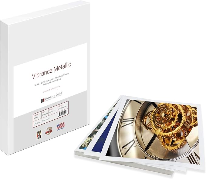 Vibrance Metallic Photo Printer Paper 10 mil 255 gsm Premium Photo Paper Sheets 17 x 22 inches 50 Sheets Works with All Inkjet Printers Including Professional Makes and Models Like Epson Canon HP