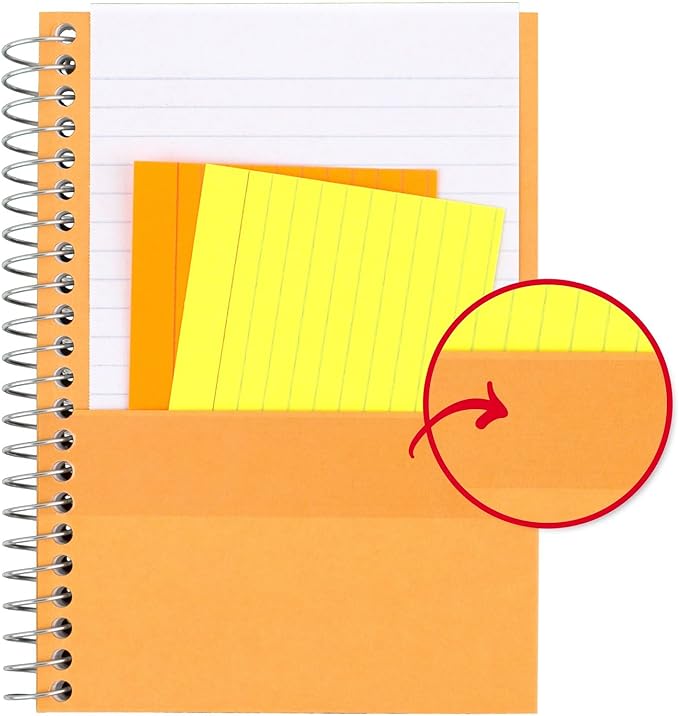 Five Star Spiral Notebook, 1 Subject, College Ruled Paper, 7" x 4-3/8", Personal Size, 80 Sheets, Orange (450048CD1-ECM)