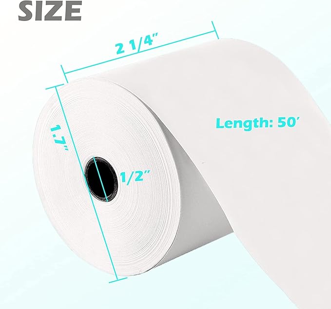 Immuson 2 1/4 x 50 Thermal Paper Receipt Rolls 2.25 x 50 ft Receipt Paper POS Cash Register Fits Credit Card Terminals Verifone (1000 Rolls)