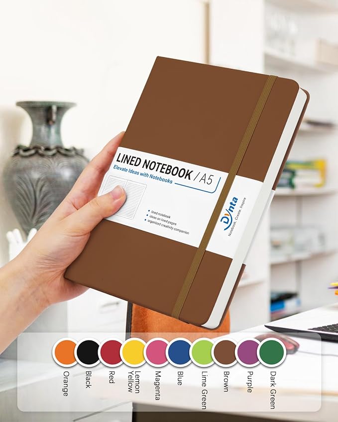 Hardcover Journal Notebooks, 10 Packs A5 Lined Journals Bulk for Writing 200 Pages/100Sheets, 8.4 x 5.8 inch, Classic Ruled Notebook for Work/Travel/College/Note Taking(Brown)