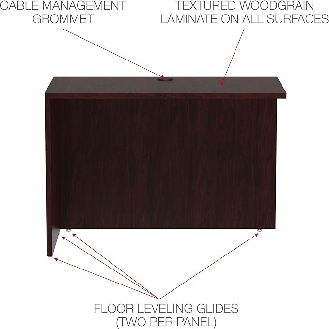 Alera ALEVA354224MY Valencia Series 42 in. x 23-5/8 in. x 29-1/2 in. Reversible Return/Bridge Shell - Mahogany