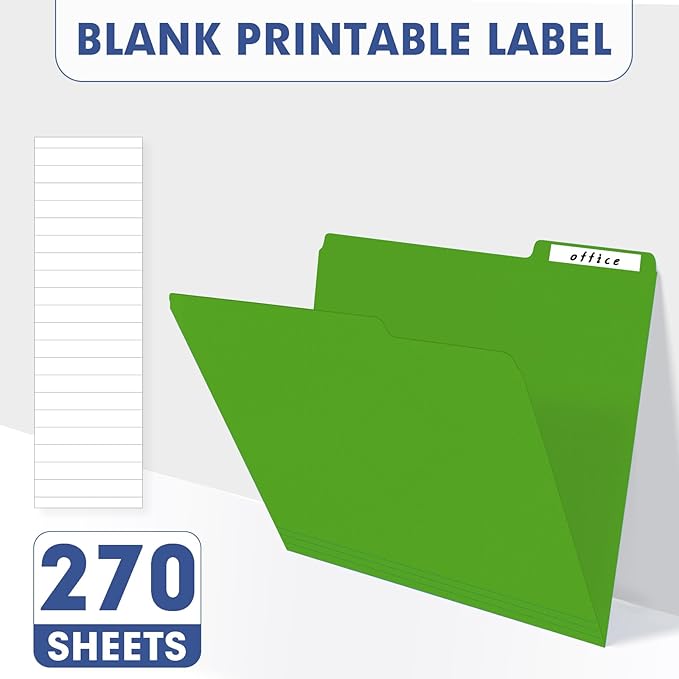 File Folder, PANDRI 270 Pack Colored File Folder, 1/3 Cut Tab, Letter Size, Assorted 12 Colors Filing Folder for Office School Business