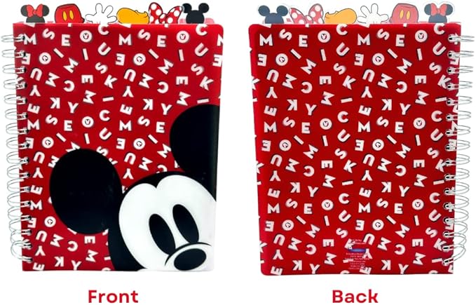 Innovative Designs Disney Minnie and Mickey Mouse Journal Notebook, Spiral Bound, 144 Lined Pages, 8 x 7 inches, Red
