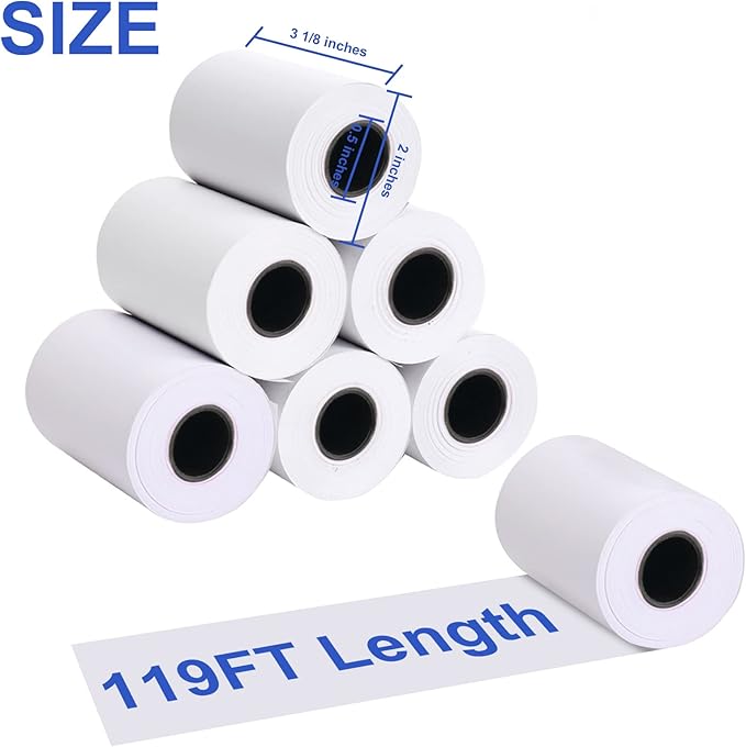 Thermal Paper 3 1/8 x 119ft Pos Receipt Paper, 50 Rolls Cash Register Roll TM-T88 T-20 T-90 SRP-350 370