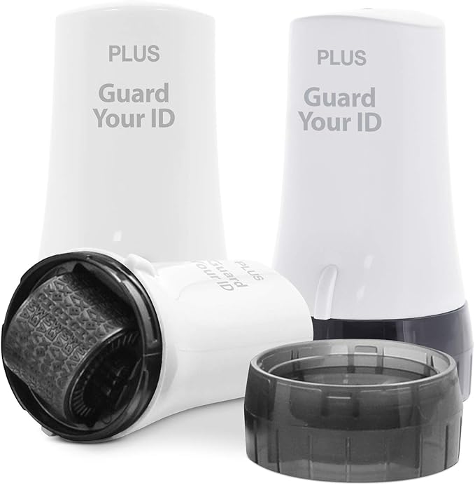 Guard Your ID Advanced 2.0 Roller Identity Privacy Stamp for Identity Theft Prevention and Security (Regular 3-Pack, White)