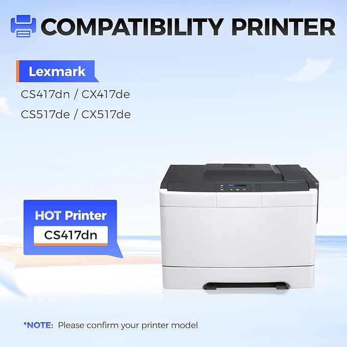 71B1HK0 71B1HC0 71B1HM0 71B1HY0 Toner Cartridge Set 4-Pack Black Cyan Magenta Yellow with chip Replacement Compatible with Lexmark CS417dn CX417de CS517de CX517de Color Laser Printer Ink All-in-One