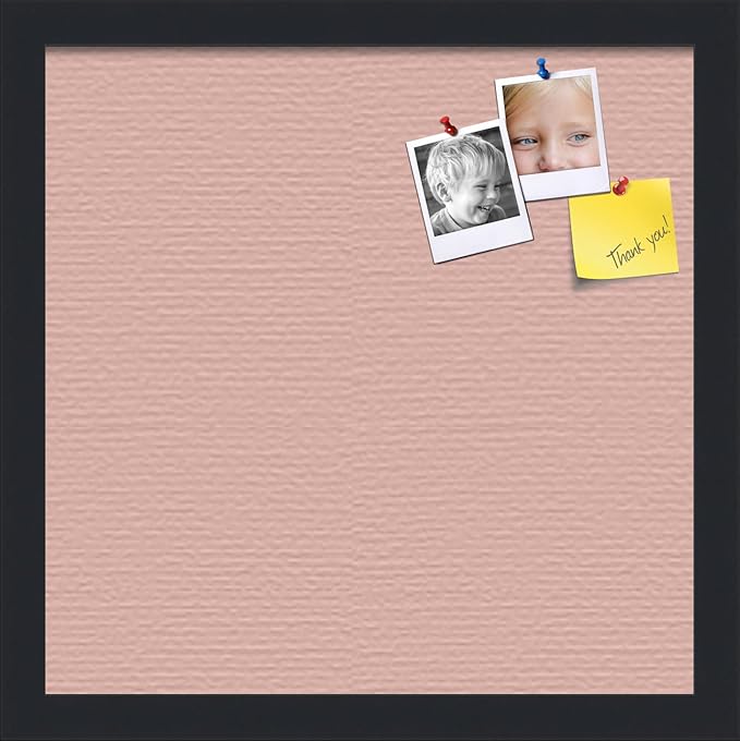 PinPix 14x14 Inch Cork Bulletin Board. This Decorative Framed Pin Board Comes with Pink Pastel Design and a Satin Black Frame. Ideal for Home Office Decor or Message Board (PinPix-1813)