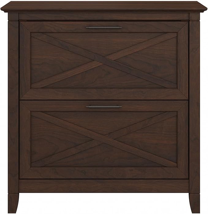 Bush Furniture Key West 2 Drawer Lateral File Cabinet in Bing Cherry