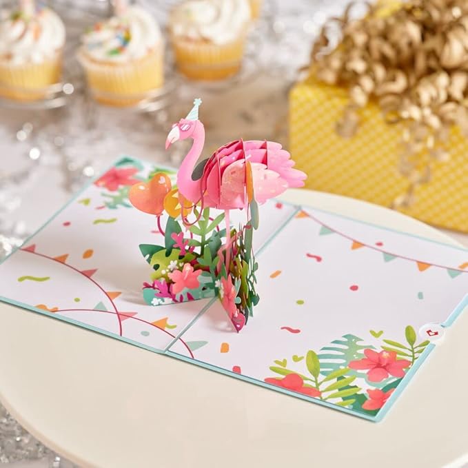 Lovepop Birthday Pop-Up Card for Her, Him, Men, Women - 3D Animal Greeting Cards - Flamazing Birthday - 5" x 7" - Blank Notecard & Envelope Included