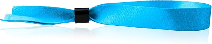 Wristco 100 Blue Cloth Event Wristbands – Plastic Closure to Prevent Transfer or Reuse – Premium-Grade Fabric Bracelets for Party Entry, Summer Camp, VIP Identification, Drink Ticket ID