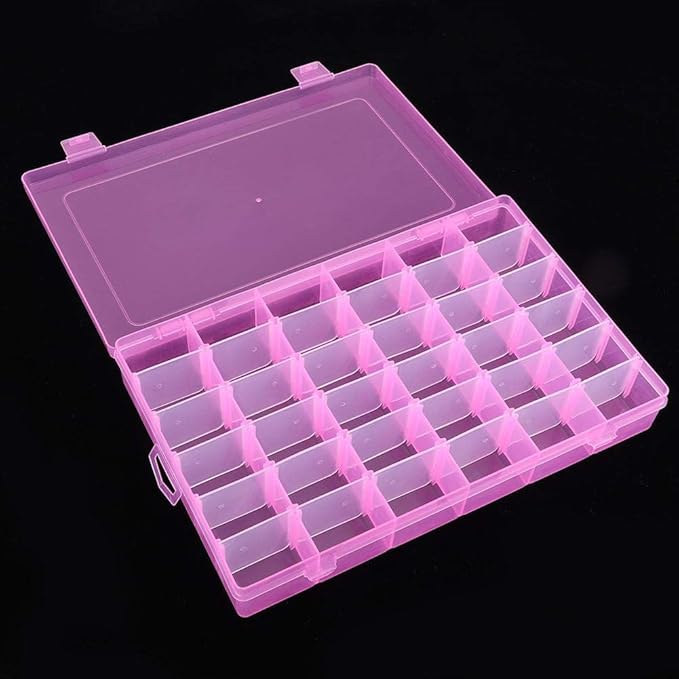 Asixx Rubber Band Storage Box, 36 Slots Plastic Case Rubber Band Earrings Storage Box for Home Organizer Storage Box Rubber Band Storage Box(Pink)