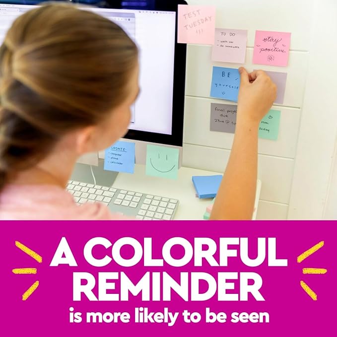Post-it 100% Recycled Paper Super Sticky Pop-up Notes, 18 Sticky Note Pads, 3 in. x 3 in., Sticky Notes for Vertical Surfaces, Monitors, Walls and Windows, Wanderlust Pastels Collection