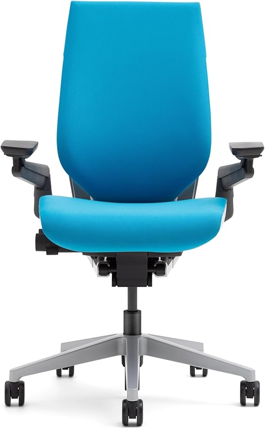 Steelcase Gesture Office Chair - Ergonomic Work Chair with Wheels for Carpet - Comfortable - Intuitive-to-Adjust for Desk - 360-Degree Arms - Blue Jay Fabric