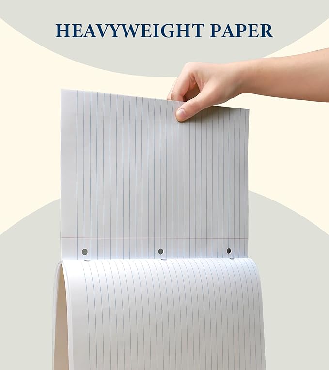 8.5 x 11 Wide Ruled Paper, Loose Leaf Paper, 3 Hole Punch Paper 8.5 x 11 WhiteLoose Leaf Notebook Paper for 3 Ring Binders, Notebook Paper,Filler Paper,Lined Paper, 400 Sheets Writing Paper (4 Pack)