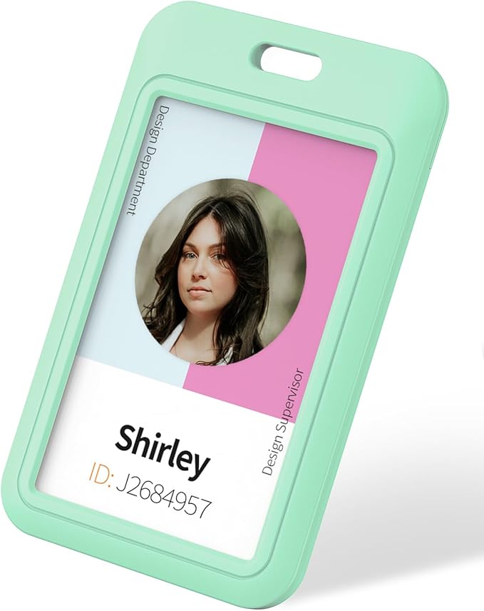 Uniclife 3 Pack Sliding ID Badge Holder Vertical Hard Plastic Case with Clear Window Light-green Card Protector Pouch for Office School ID Credit Cards Proximity Key Cards Driver’s Licenses and Passes