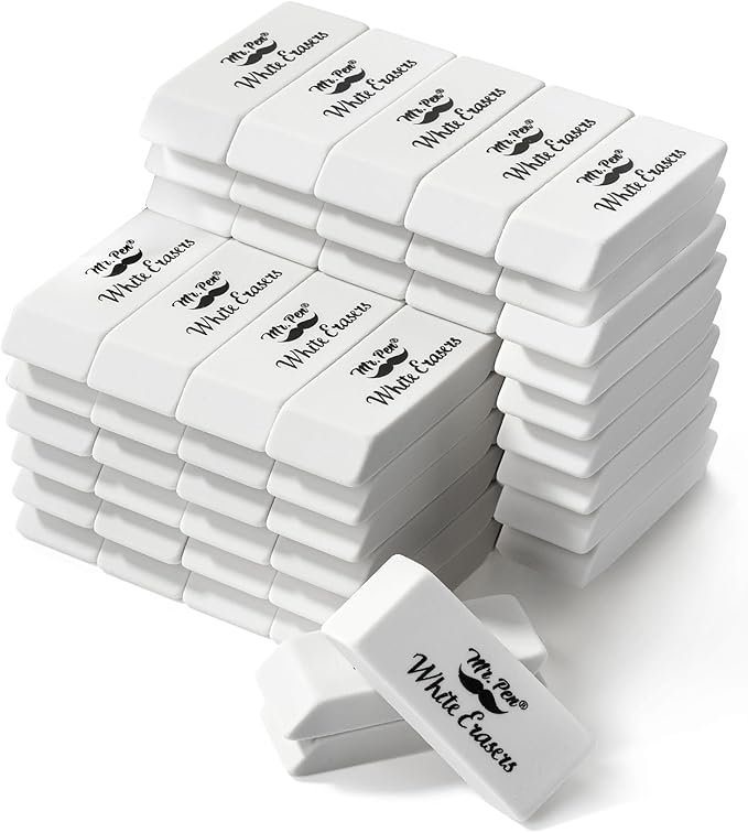 Mr. Pen- White Pencil Eraser, 72 Pack, Block Erasers for Pencils, Large Eraser, White Erasers Bulk