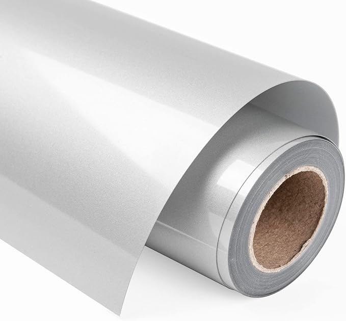 VINYL FROG Heat Transfer Vinyl Roll HTV Vinyl - 12"x12ft Silver Iron on Vinyl for T-Shirts, Heat Press Vinyl for DIY Craft Designs (Silver)