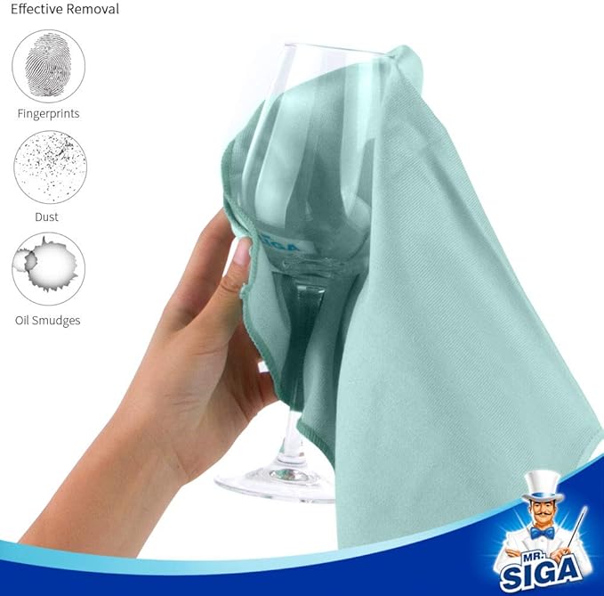 MR.SIGA Ultra Fine Microfiber Cloths for Glass, Pack of 6, 35 x 40 cm 13.7" x 15.7"