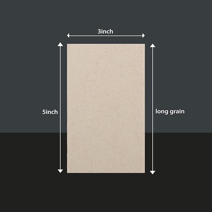 25 Pcs Book Board, Binder Board, Cover Board, Heavy Duty Chipboard for Book Binding, DIY Cardboard (Gray, 3 x 5 Inch 80PT)