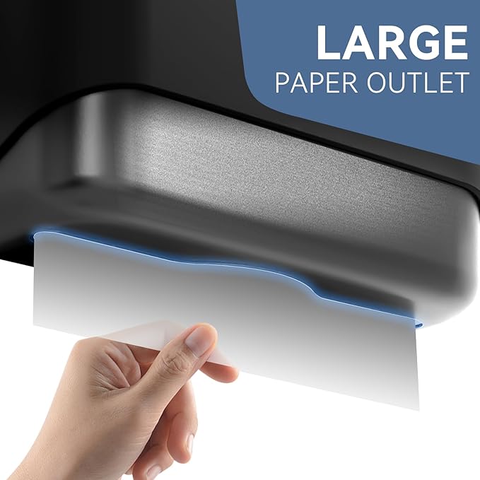 Paper Towel Dispenser Wall Mount, Adhesive No Drilling Multifold Trifold Cfold Commercial Hand Towel Dispenser (Black-PN6012)