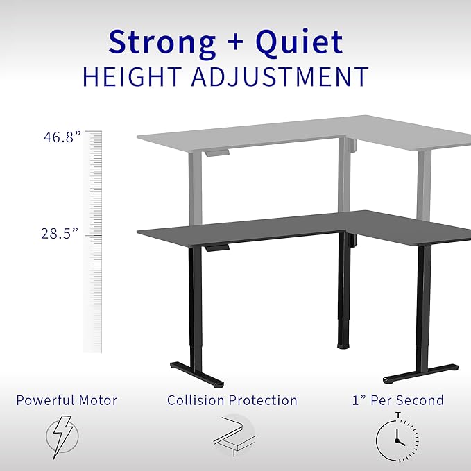 VIVO Electric Corner L-Shaped 84 x 63 in Standing Desk, Memory Height Adjustment, Dark Gray Top White Frame, DESK-E3CTWG-84