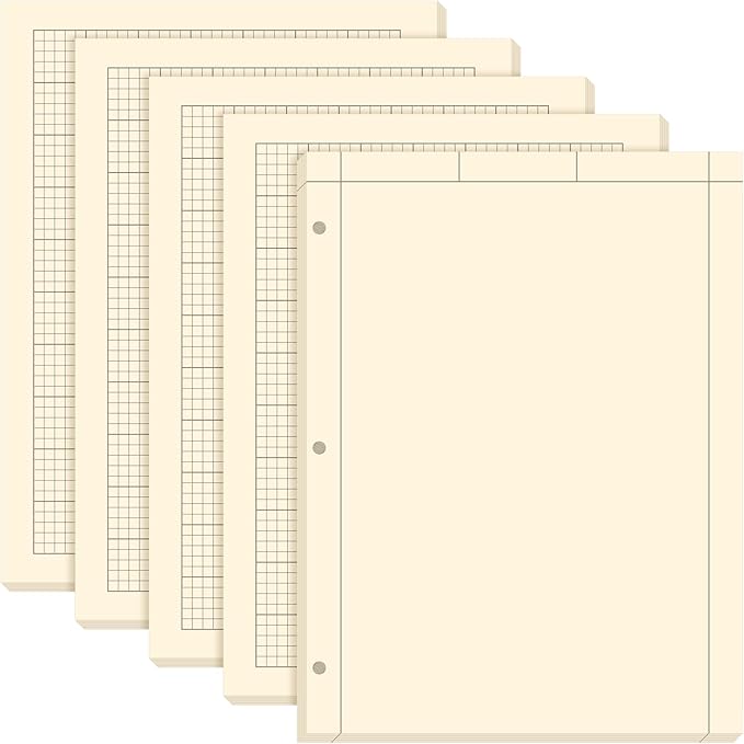 Seajan 5 Pcs Engineering Computation Pad Engineer Pad 8.5 x 11 Inches Engineering Notebook Graph Paper Notebook, 5 Squares Per Inch Evidence Engineering Pad, 100 Sheets/Pack (Yellow)