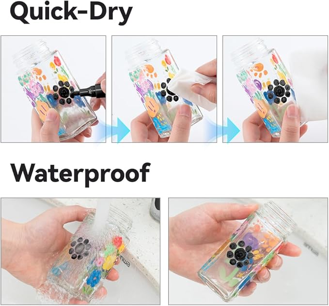 TRANSON 2 Black and 2 White Paint Markers for Fabric Rock Craft Diy Painting Medium Tip Oil Based Waterproof