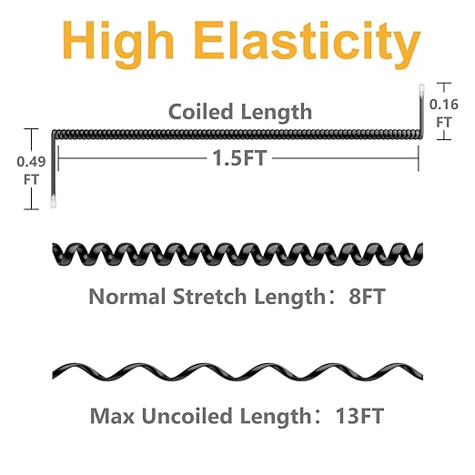 Uvital 13FT Telephone Cords for Landline Phones(Coiled Length: 1.5FT), 1 Pack RJ9 Black Phone Line Cord, Telephone Handset Cord, 4P4C Plug Phone Cord for Landline