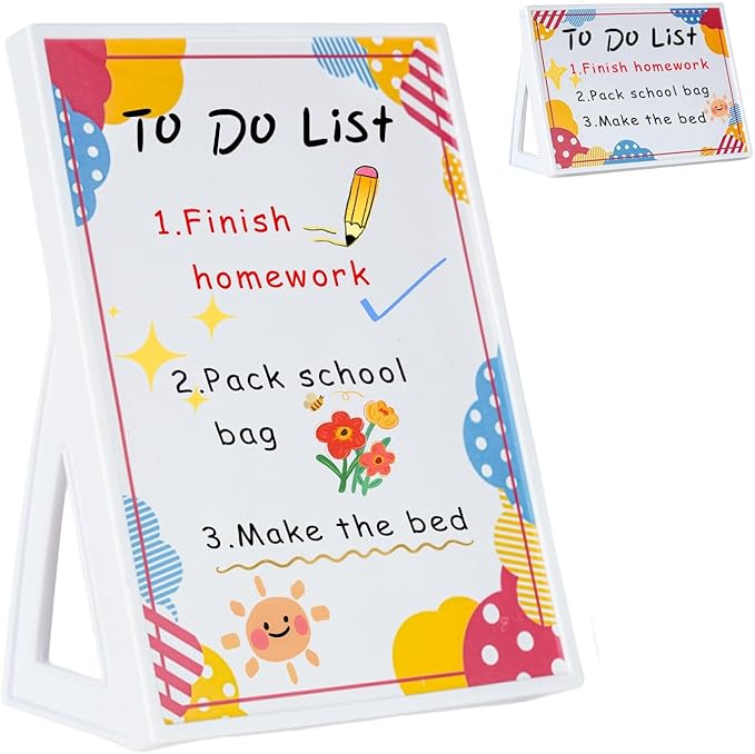 Desktop Whiteboard with Pre-Set Designs, Small White Board Dry Erase for Desk, Mini Dry Erase Board 8.5" x 6", Compact Desktop Whiteboard for Kids (Dots)