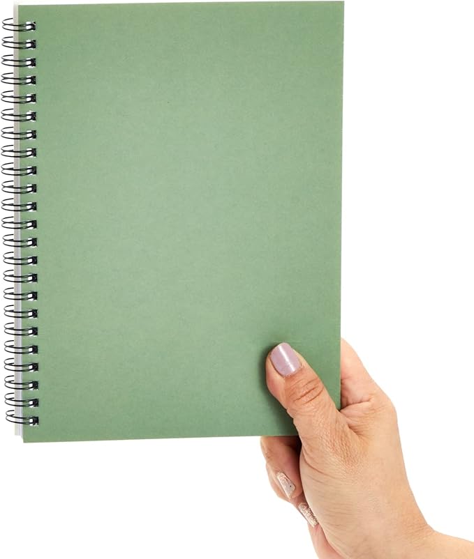 Paper Junkie 5 Pack Spiral Journal - Small Notebooks Bulk 6" x 8" with 120 Lined Pages for Work, Students, School, Writing (5 Colors Kraft Paper Covers)