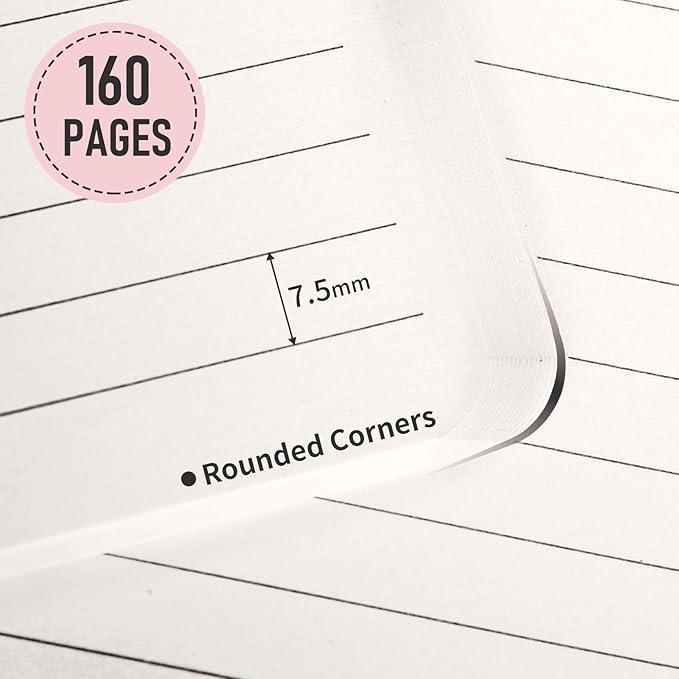 Hardcover Executive Notebooks, 160 Pages Line Ruled Classic Notebook Journal, Leather Notebooks with Pen for Bussiness College Writing Pink
