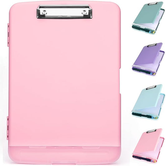 Clipboard with Storage, Clip Boards 8.5x11 with Storage, Large Capacity Nursing Clipboards with Pen Holder, Heavy Duty Plastic Storage Clipboard Folder with Low Profile Clip, Side-Opening