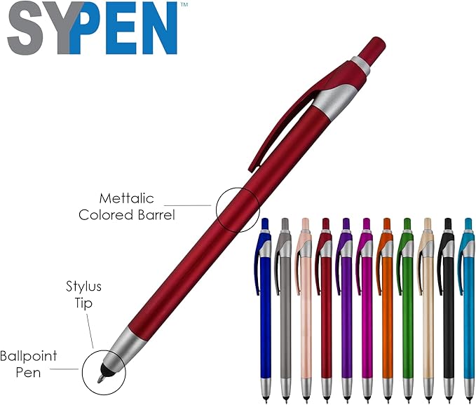 Personalized With your Custom Logo or Text Pens-Pack of 450- for Marketing, Parties, and Events, 2 in 1 Capacitive Stylus & Ballpoint Pen Compatible With Touchscreen Devices, Black Ink, Blue Pens
