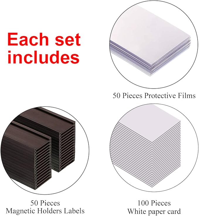 C Channel Magentic Label Holders 1.2x4 Inch,Magnetic Labels for File Cabinets，Pack of 50