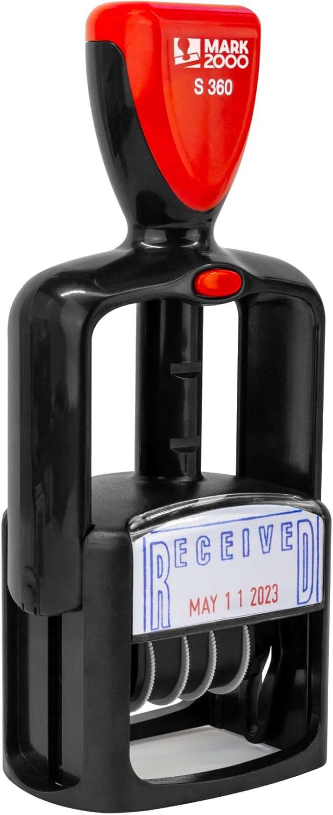 Self-Inking Rubber Date Office Stamp with Received Phrase - Blue Ink - 12-Year Band