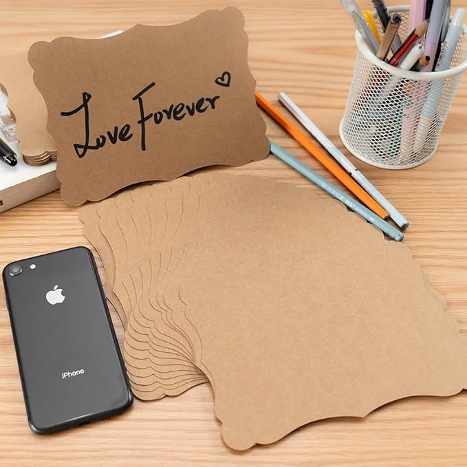 50 Pack Blank Kraft Cards Cardstock Thick Paper Brown Greeting Cards for DIY Gift Card Menus, Baby Shower and Wedding Invitations (Kraft Color, 5x7IN)