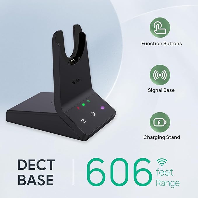 Yealink WH64 Wireless Headset, DECT & Bluetooth Dual-Mode 606 ft Range Headset for Teams Zoom,Skype and UC, Phone Headset with 3X Mic, 32 Talk Time, Office Work Headset for Desk IP Phone, PC,CellPhone