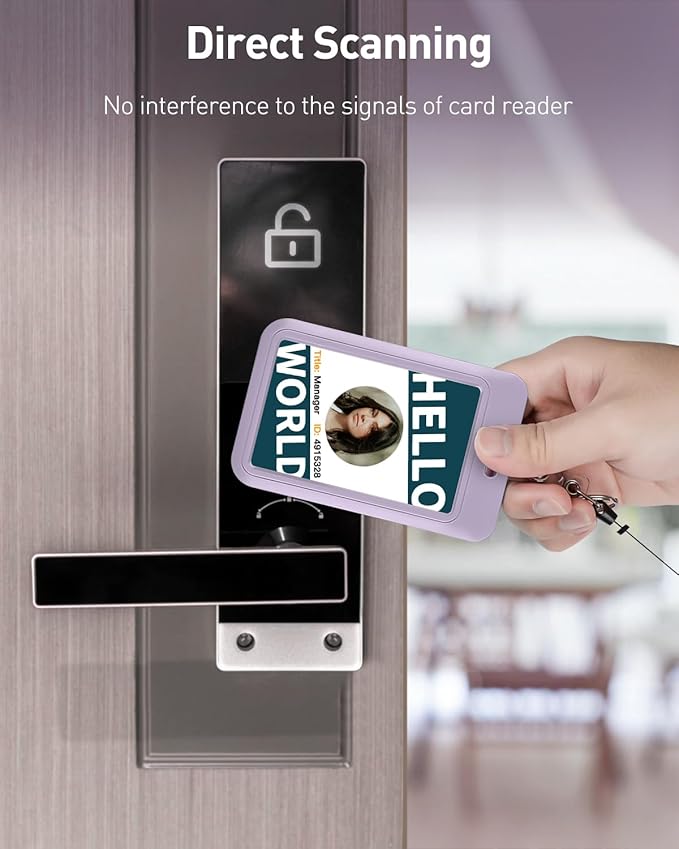 Uniclife 1 Pack Sliding ID Badge Holder Vertical Hard Plastic Case with Clear Window Light-Purple Card Protector for Office School ID Credit Cards Proximity Key Cards Driver’s Licenses and Passes