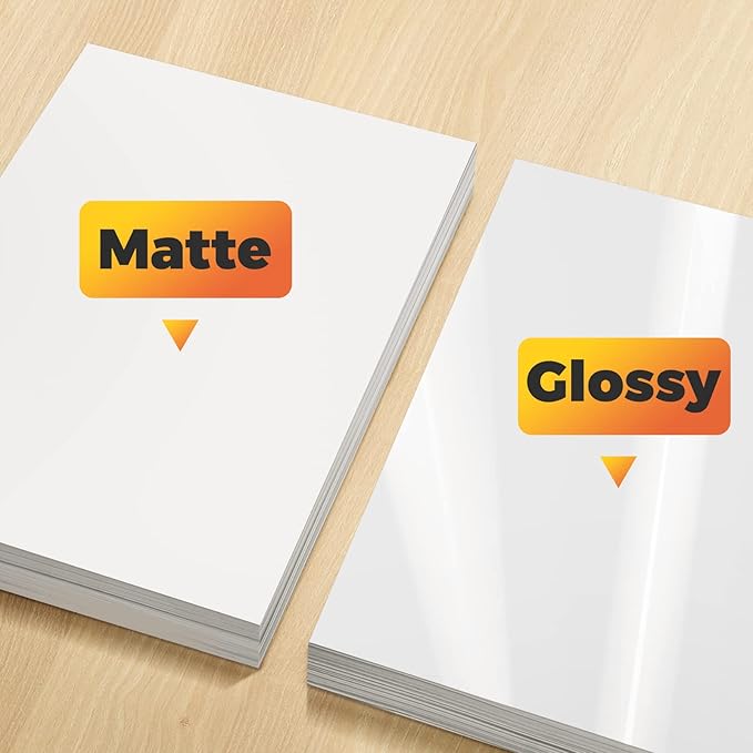 HTVRONT Printable Vinyl Sticker Paper, 100 Sheets Matte Waterproof Sticker Paper For Inkjet Printer Dries Quickly-Standard Letter Size 8.5"X11"(100 g)