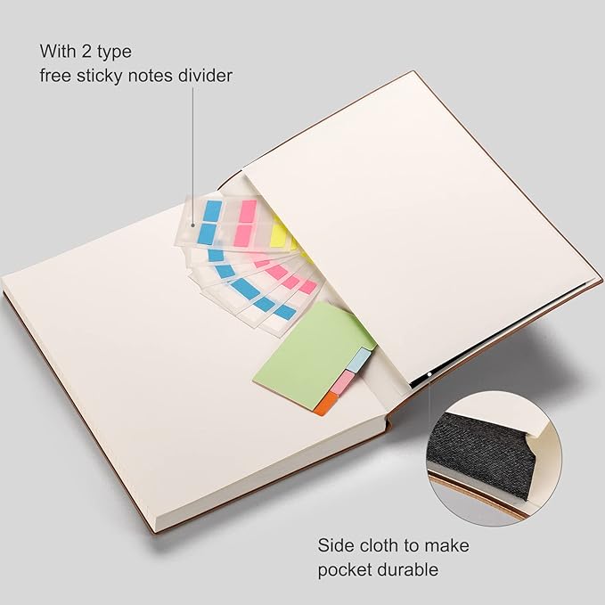 AHGXG A4 Notebook College Ruled - 320 Pages Large Journal for Women and Men, 8.5''×11'', Leather Softcover Thick Journal, 100gsm Thick Lined Paper - Brown