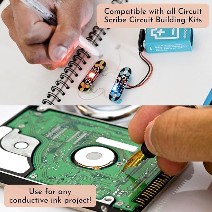 Circuit Scribe Non-Toxic Conductive Ink Pen for Kids Circuit Building Set (10-Pack) | Silver Ink Rollerball Point Pen Kit, Science Experiments, DIY Science Projects (New & Improved Formula)