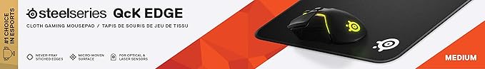 SteelSeries QcK Gaming Mouse Pad - Medium Stitched Edge Cloth - Extra Durable - Optimized For Gaming Sensors - Black